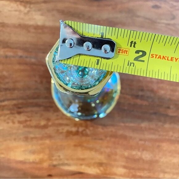 Vintage Italian Lead Crystal Candle Holder in Green and Gold 8.5in - Picture 14 of 16